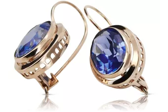 Cercei vintage din aur 585 de 14k, roșu trandafir, cu safir vec114