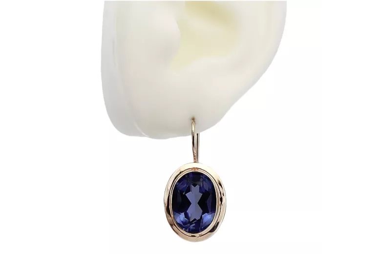 Vintage rose pink 14k 585 gold Sapphire earrings vec114