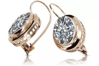 Vintage náušnice s růžovou červenou 14k zlatou 585 s zirkonem vec114