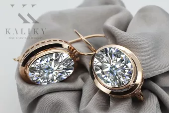 Vintage Ohrringe in Rosérot 14k Gold 585 mit Zirkonia vec114