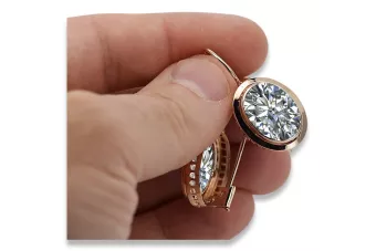 Vintage rose pink 14k 585 gold Zircon earrings vec114