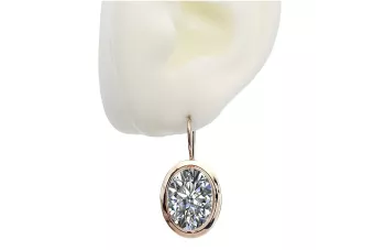 Aretes vintage en oro rosa rojo 14k 585 con zirconia cúbica vec114
