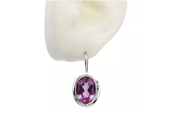 Russische Vintage Silberohrringe 925 mit Amethyst vec114s