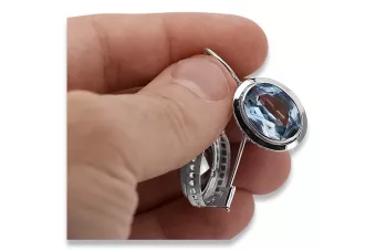 Rusijos Vintage sidabriniai auskariniai 925 su Akvamaryno vec114s