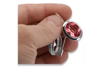 Cercei cu rubin din argint rusesc vintage 925 vec114s