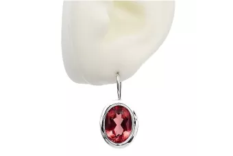 Cercei cu rubin din argint rusesc vintage 925 vec114s