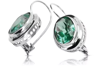 Ruské ročník strieborných náušníc 925 s Emerald VEC114s