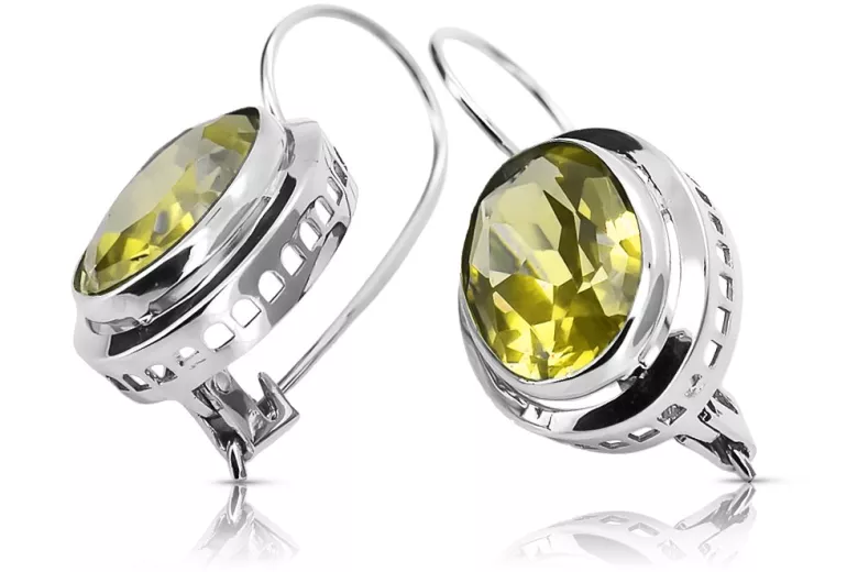 الروسية الفاخرة الأقراط الفضية 925 مع Peridot ve114s