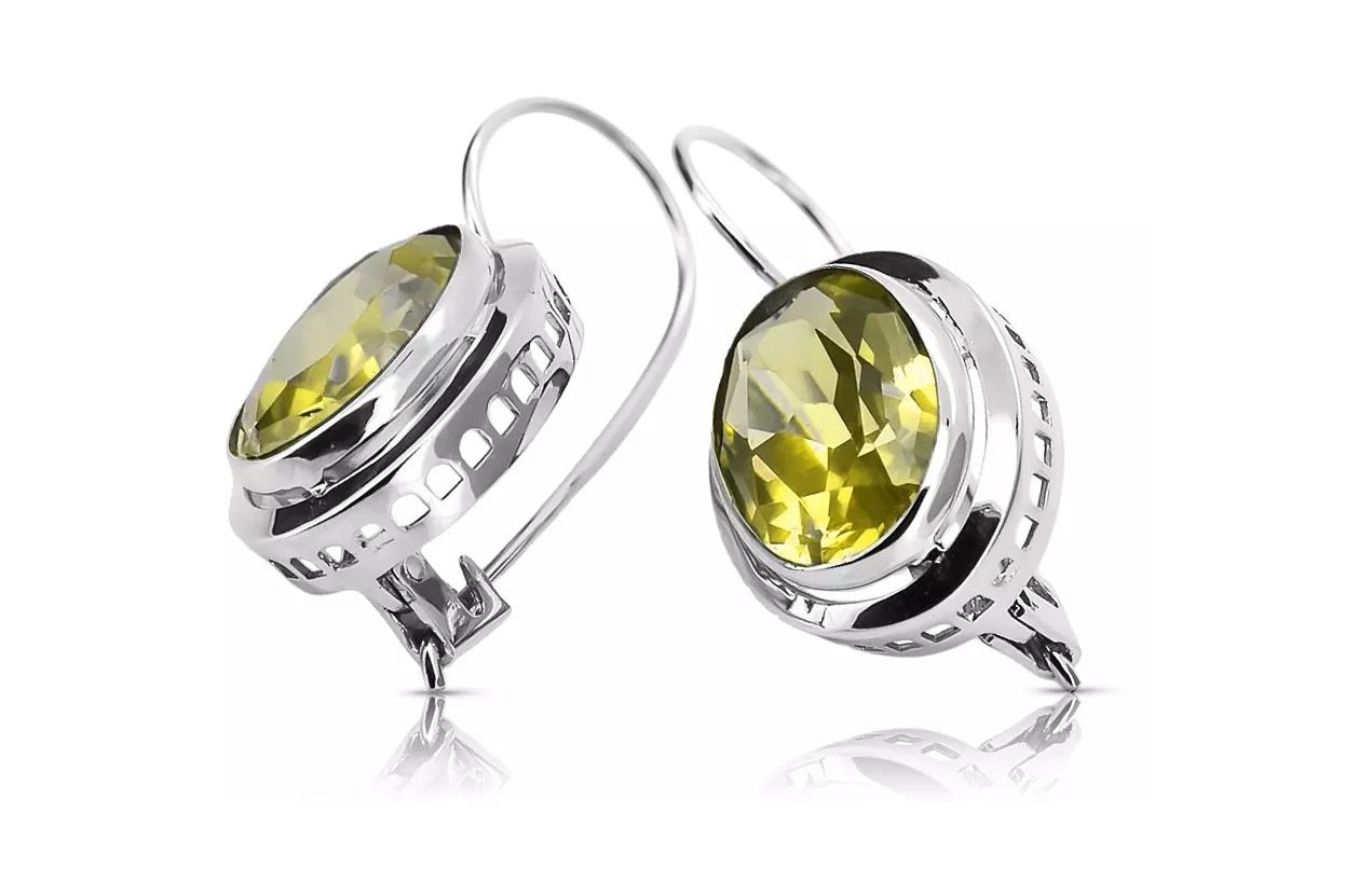 الروسية الفاخرة الأقراط الفضية 925 مع Peridot ve114s