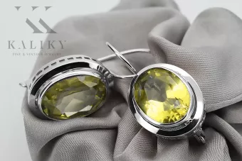 Ρωσικά βιντέα ασημένια ακουστικά 925 με Peridot vec114s