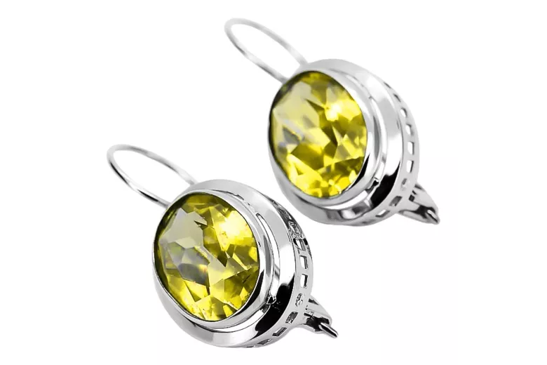 الروسية الفاخرة الأقراط الفضية 925 مع Peridot ve114s