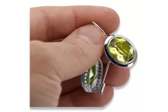 Ρωσικά βιντέα ασημένια ακουστικά 925 με Peridot vec114s