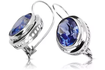 Ruské vinobraní Silver 925 náušnic s Sapphire Vec114S