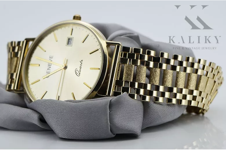 копія чоловічого золотого годинника 14k 585 Geneve mw006y&mbw005y