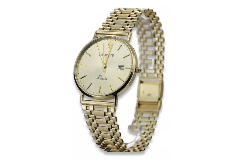 Vyrų aukso laikrodis 14k 585 Geneve mw006y&mbw001y