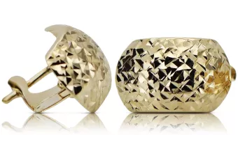 Amarillo italiano 14k 585 oro talla diamante pendientes cen026y