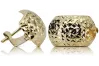 Italian yellow 14k 585 gold diamond cut ball earrings cen026y