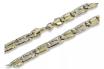 Italienische gelbe Tigeraugenkette aus 14 Karat Gold, cc040yw