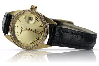 Yellow 14k gold lady Rolex style Geneve watch lw078ydg