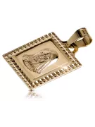 Rose russe 14k 585 or Mary médaillon icône pendentif pm002r
