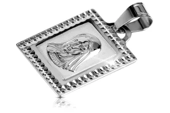 Medalik z białego złota 14k 585 Matka Boska zawieszka Bozia pm002w
