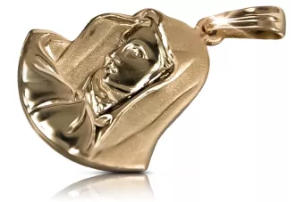 Rosa rusa 14k 585 oro Mary medallion icon colgante pm003r