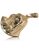 Rose russe 14k 585 or Mary médaillon icône pendentif pm003r
