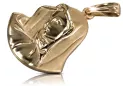 Rose russe 14k 585 or Mary médaillon icône pendentif pm003r