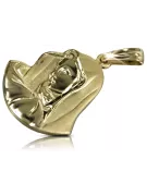Италиански жълт 14k 585 златен Mary медальон икона висулка pm003y