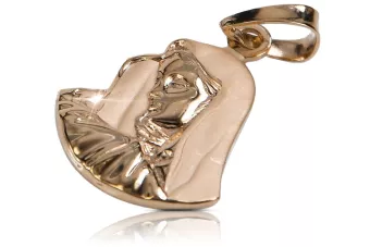 Rose Russisch 14 Karat 585 Gold Mary Medaillon Symbol Anhänger pm004r