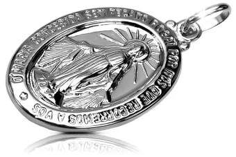 14 Karat Weißgold 585 Marien-Medaillon-Symbol-Anhänger pm006w