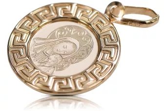 Rose  14k 585 gold Mary medallion icon pendant pm007r