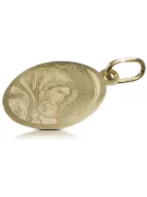 Yellow 14k gold Mary medallion icon pendant pm015y
