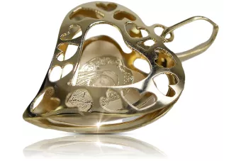 Colgante amarillo italiano de oro de 14k Mary medallion icon pm017y