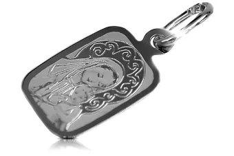 Italian white gold Mary medallion icon pendant pm019