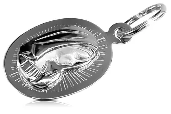 Italian white gold Mary medallion icon pendant pm020