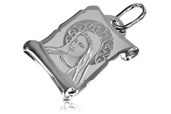 Italian white gold Mary medallion icon pendant pm021