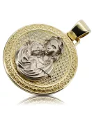 Подвеска с медальоном Марии из желтого золота 14 карат с твердым значком pm027yw