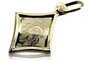 Yellow 14k gold Mary medallion icon pendant pm028y