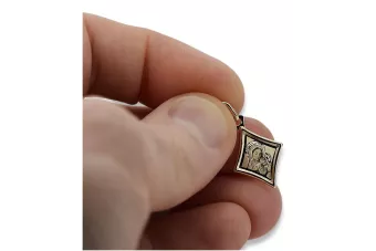 Colgante de icono de medallón de María de oro amarillo de 14k pm028y