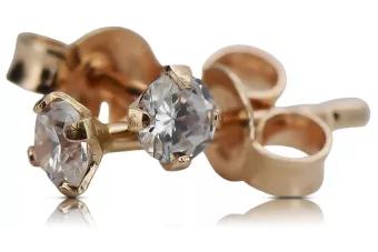 Vintage rose pink 14k 585 gold zircon earrings cec016r