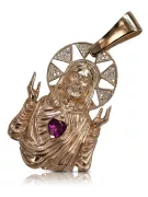 Zawieszka ikona Jezusa z czerwonego 14k 585 różowego złoto pj002r