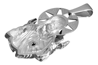 14k balto 14k aukso 585 pj002w Jėzaus ikono pakaba