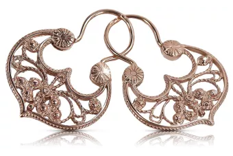 Vintage rose pink 14k 585 gold  Vintage Gipsy earrings ven022