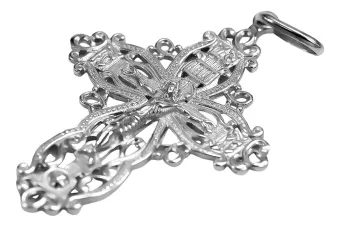 Cruz ortodoxa realizada en oro blanco 14k 585 oc012w