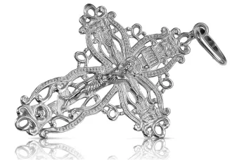 Cruce ortodoxă din aur alb de 14k 585 oc012w
