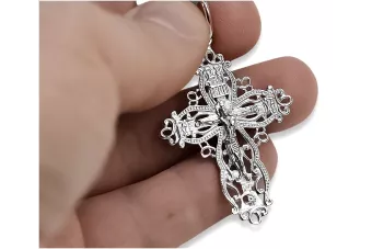Orthodoxes Kreuz aus 14-karätigem Weißgold 585 oc012w