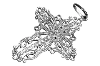 Orthodoxes Kreuz aus 14-karätigem Weißgold 585 oc012w