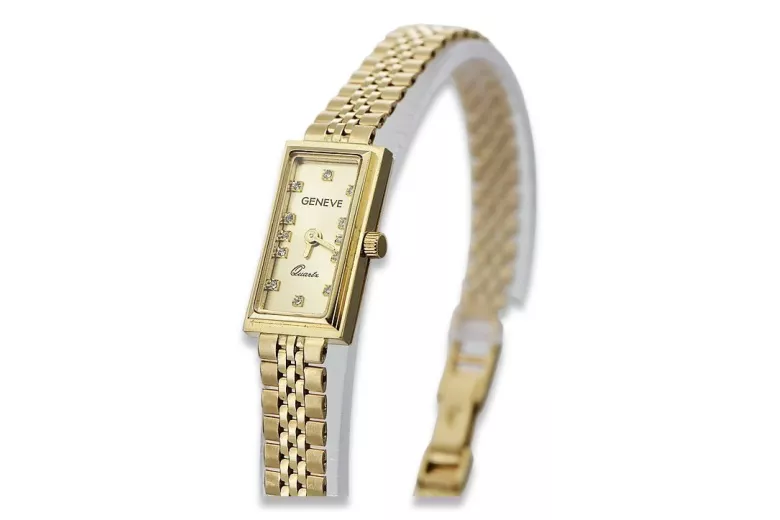 Prześliczny 14K 585 złoty damski zegarek Geneve lw057y