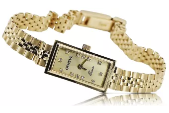 gelb 14 Karat Gold Damenuhr Geneve Lady Geschenk lw057y